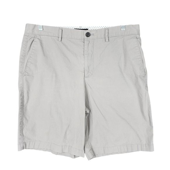 Banana Republic Aiden Short 35 Men Flat Front Glacier Gray Stretch Cotton 9" - Picture 1 of 8